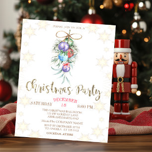 Convite de Festa de Bolas de Natal em Aquarela