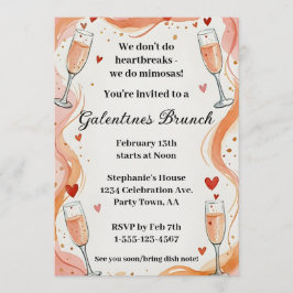 Convite de festa de brunch com bebida Galentine Mi