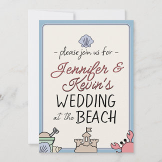 Convite de Festa de Casamento na Praia com Castelo