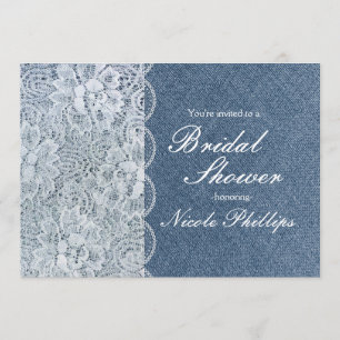 Convite de festa de chá de noiva rústico em Denim 