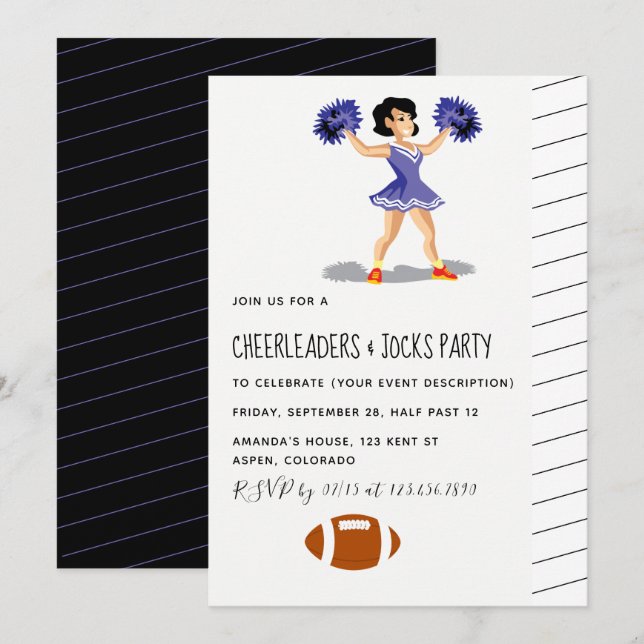 Convite de Festa de Cheerleaders e Jocks (Frente/Verso)
