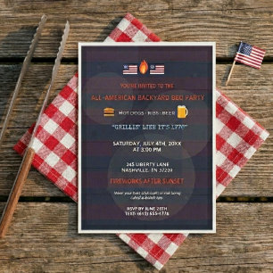 Convite de festa de churrasco engraçado e patrióti
