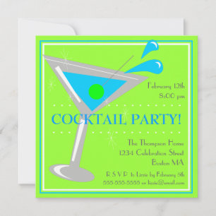 Convite de Festa de Cocktail Blue Martini