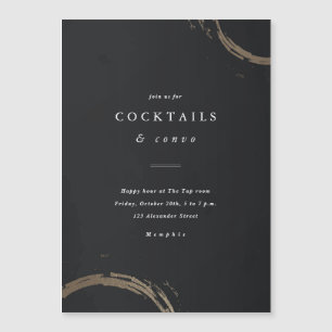 Convite de Festa de Cocktail com Anéis Dourados