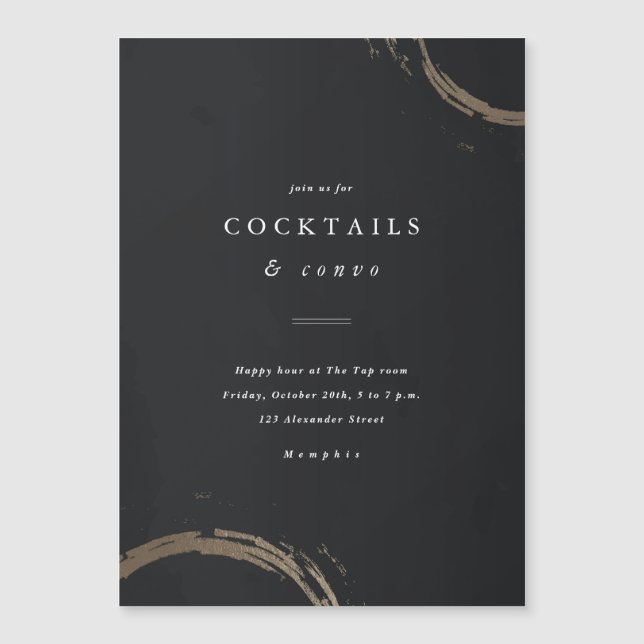Convite de Festa de Cocktail com Anéis Dourados (Frente)