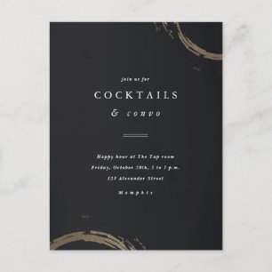 Convite de Festa de Cocktail com Anéis Preto e Dou