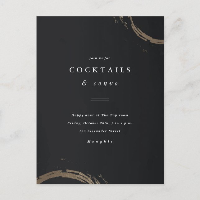 Convite de Festa de Cocktail com Anéis Preto e Dou (Frente)