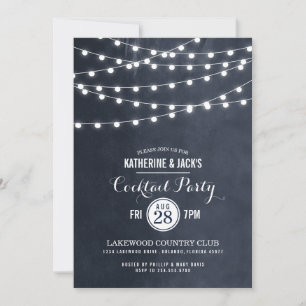 Convite de Festa de Cocktail com Luzes de Corda da