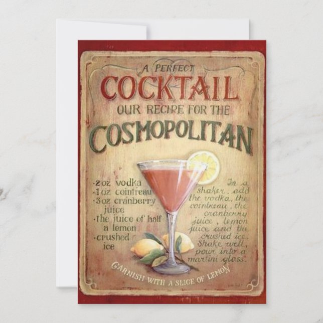 Convite de Festa de Cocktail cosmopolita (Frente)
