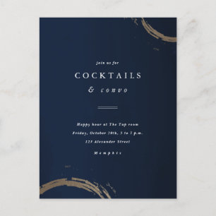 Convite de Festa de Cocktail de Anéis Dourados