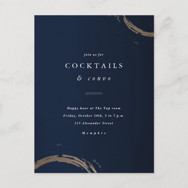 Convite de Festa de Cocktail de Anéis Dourados (Frente)