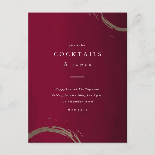 Convite de Festa de Cocktail de Anéis Dourados (Frente)