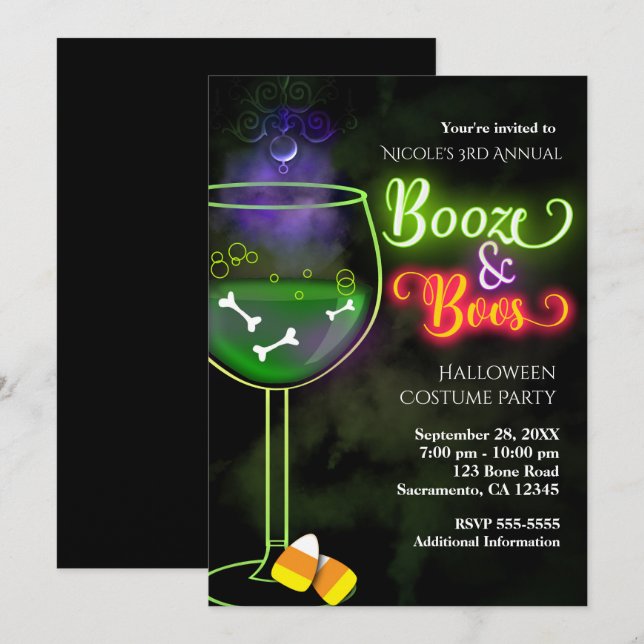 Convite de Festa de Cocktail de Halloween: Bebidas (Frente/Verso)