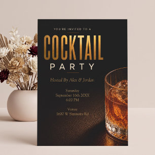 Convite de Festa de Cocktail de Ouro Moderno