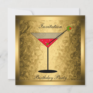 Convite de Festa de Cocktail Elegante Dourado