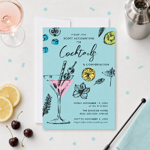 Convite de Festa de Cocktail Moderno Ilustrado