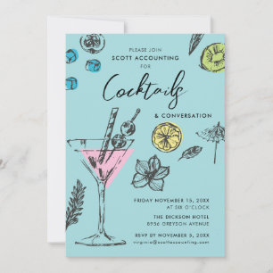 Convite de Festa de Cocktail Moderno Ilustrado