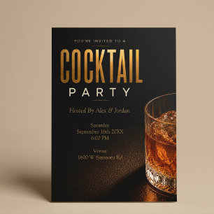 Convite de Festa de Cocktail Ouro Moderno