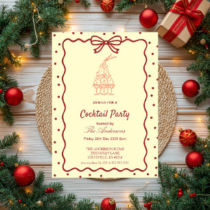 Convite de festa de cocktails Burgundy & Cream ele