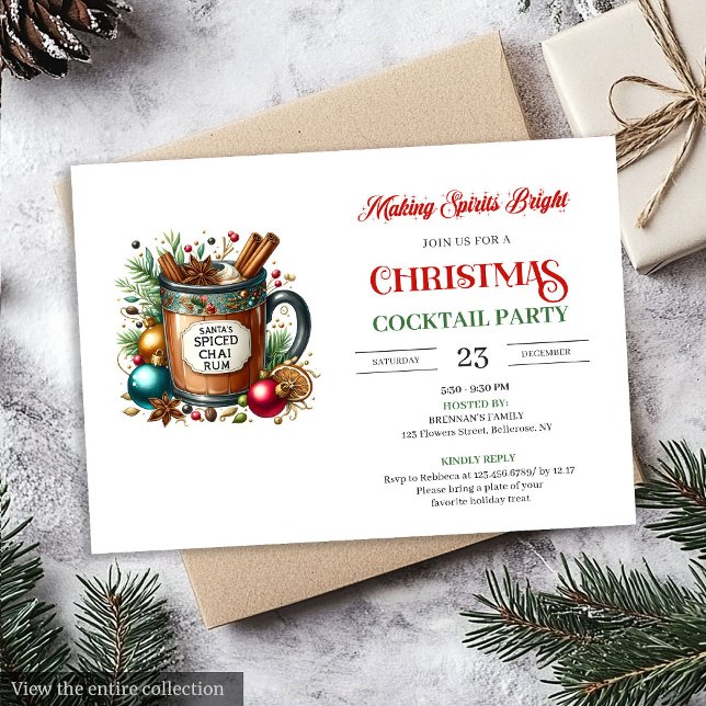 Convite de festa de cocktails de férias digital el (Elegant digital holiday cocktails party invitation

)