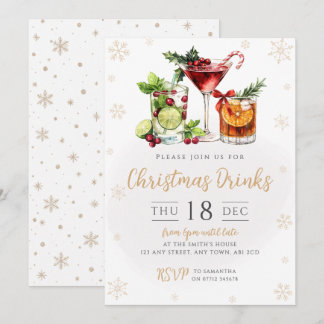 Convite de Festa de Coquetéis de Natal Elegante