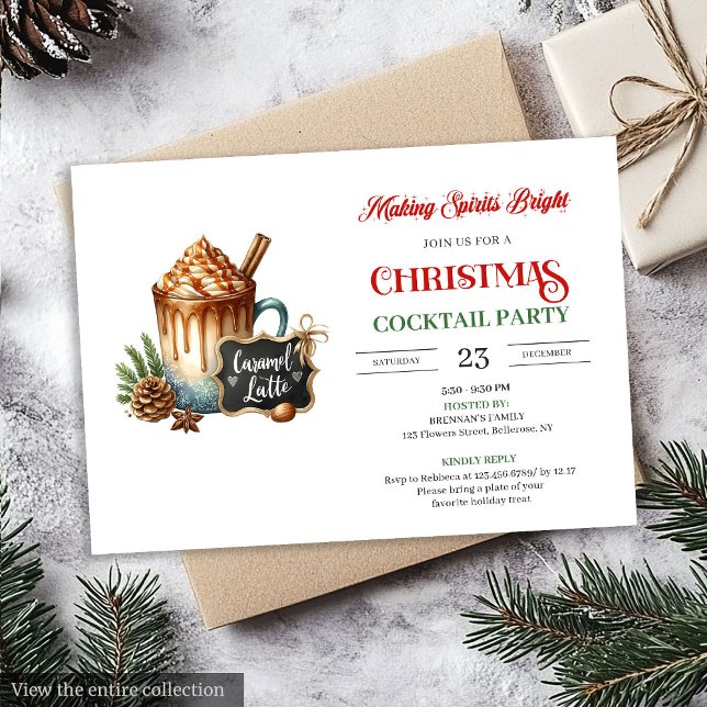 Convite de Festa de Coquetéis Modernos e Elegantes (Trendy Modern Holiday Cocktails Party Invitation)