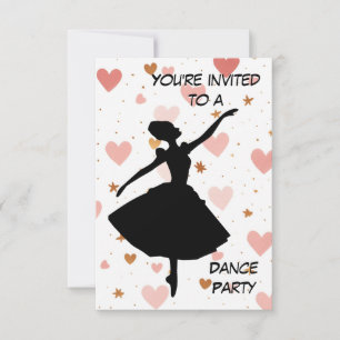 Convite de Festa de Dança Bailarina Dourado Rosa