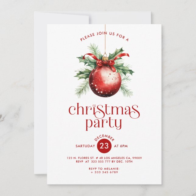 Convite de festa de decoração com tema de Natal (Frente)