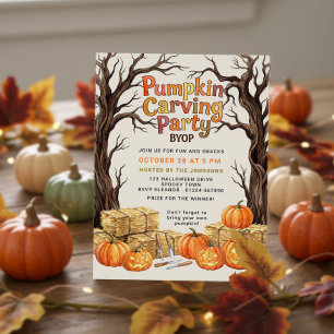 Convite de festa de decoração de abóbora Halloween