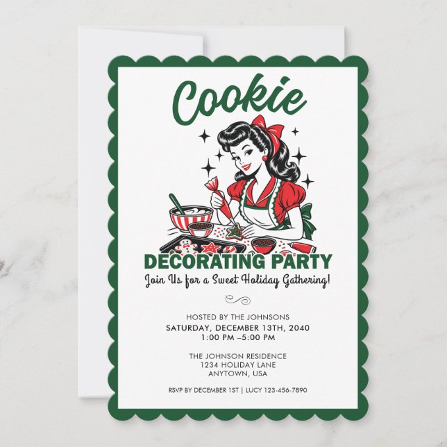 Convite de festa de decoração de biscoitos de Nata (Frente)