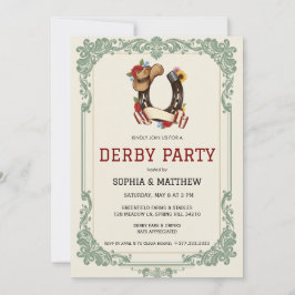 Convite de festa de derby equestre vintage