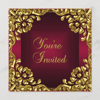 Convite de Festa de Design Sofisticado Dourado Bur