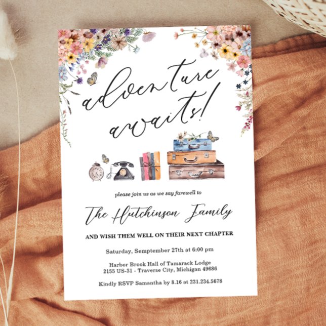 Convite de Festa de Despedida Aventura Espera (Adventure Awaits Going Away Party Invitation
)