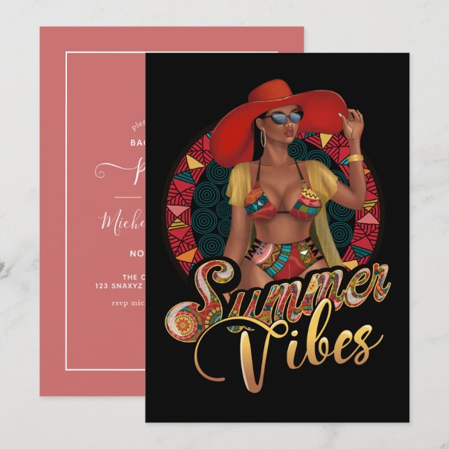 Convite de Festa de Despedida de Solteira Vibes de (Frente/Verso)