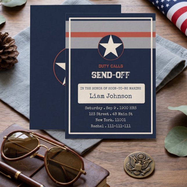 Convite de Festa de Despedida Militar Chamada do D (Duty Calls Military Send-Off Invitation | Deployment Farewell Party Announcement)