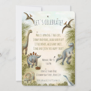 Convite de Festa de Dinossauro Editável (0+)