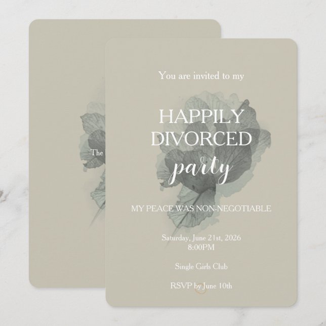 Convite de festa de divórcio feliz elegante modern (Frente/Verso)
