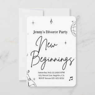Convite de Festa de Divórcio Simples Novos Começos