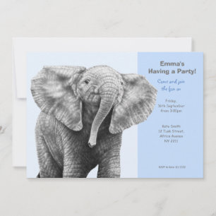 Convite de Festa de Elefante Africano Bebê