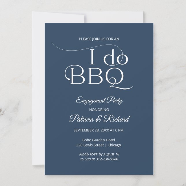 Convite de festa de engajamento Chic I DO BBQ (Frente)