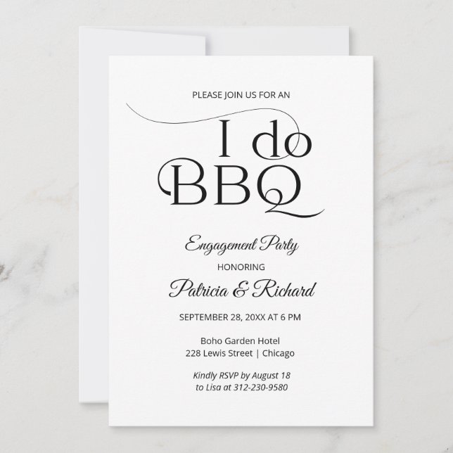 Convite de festa de engajamento Chic I DO BBQ (Frente)