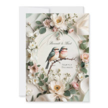 Convite de Festa de Engajamento Floral LoveBird