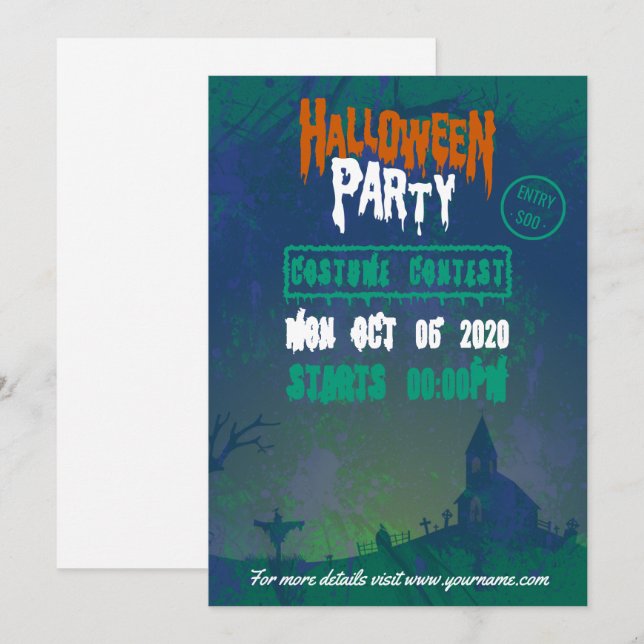 Convite de Festa de Fantasia de Halloween (Frente/Verso)