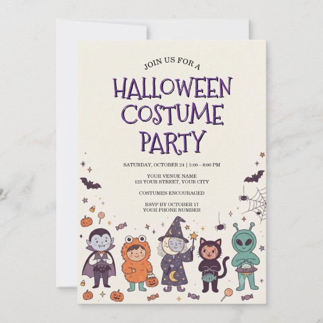 Convite de festa de fantasia de Halloween para cri (Frente)