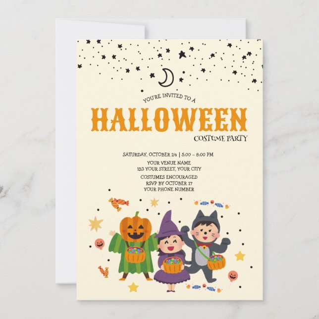 Convite de Festa de Fantasia de Halloween para Cri (Frente)