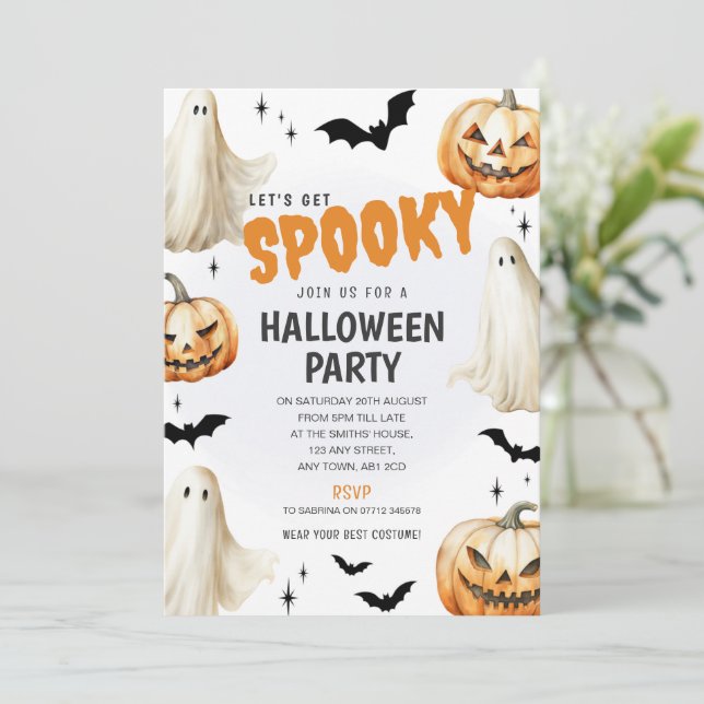 Convite de Festa de Fantasia de Halloween Tema Fan (Em pé/Frente)