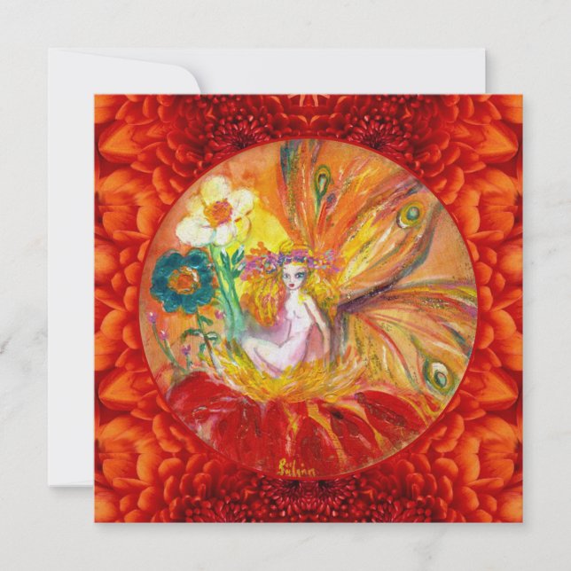 Convite de festa de fantasia vermelha e amarela da (Frente)