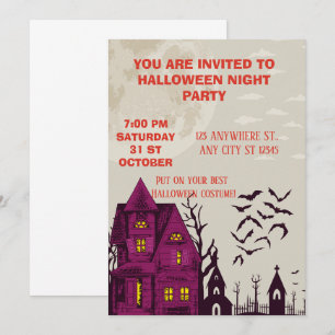 Convite de Festa de Fantasias de Halloween em Casa