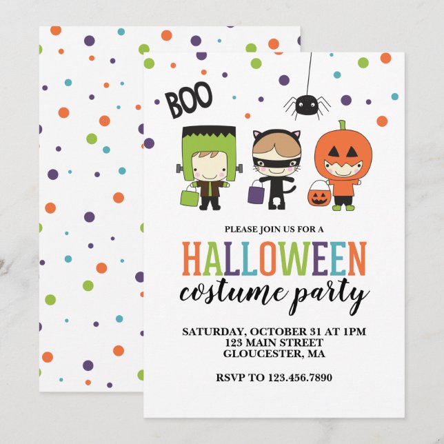 Convite de Festa de Fantasias de Halloween para Cr (Frente/Verso)