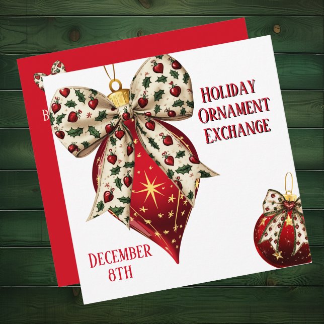 Convite de Festa de Feriado do Exchange do Ornamen (Christmas bauble holiday  ornament exchange invitation
)